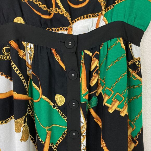 Gilli Women's Midi Dress Button Up Size M Chain Print Lined Luxury Designer - Picture 4 of 11